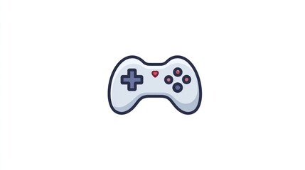 Stylized game controller icon with smooth lines on white background, minimal shading