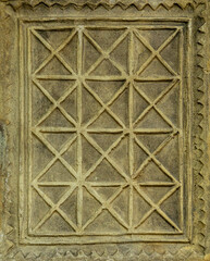Ceramic tile with traditional pattern, ancient European tribal art