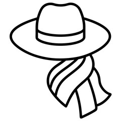 Minimal Hat and Scarf Lifestyle Icon Clean Line Art Winter Fashion Vector
