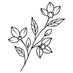 Describe the image in 6 to 180 characters, avoiding keyword lists. The image shows a simple line art of a flowering branch.