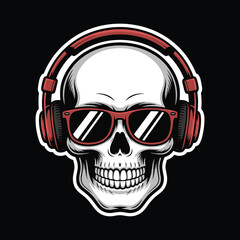 Skull Wearing Headphone