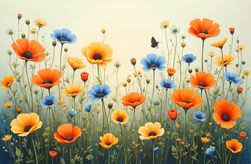 Obraz premium Orange and Blue Wildflowers