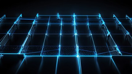 Bright Blue Technology Grid Captured from Top View