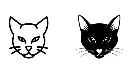 Obraz premium Set of cat head outline silhouette vector illustration design