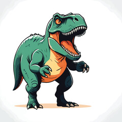 Fototapeta premium Intimidating Hand-Drawn T-Rex Criminal Dinosaur - Ferocious Dino Mascot Concept Vector Illustration for Gaming, Comics, Scary, and Primal Concepts