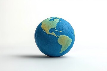 Fototapeta premium A small textured globe model showing North and South America on a light background evoking a sense of global unity