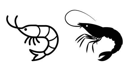 Set of shrimp outline silhouette vector illustration design