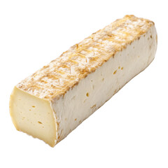 Rectangular block of creamy cheese with rind isolated on transparent background