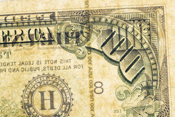 Fototapeta premium old dollars from 1990 that are legal tender, money with a face value of one hundred dollars closeup