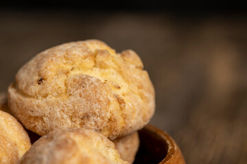soft biscuits with pieces of lemon, yellow lemon and shortbread biscuits with citrus flavor, closeup