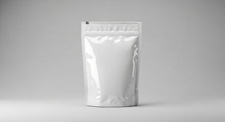 Sleek White Stand-Up Pouch Mockup for Branding and Packaging Presentation