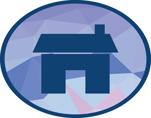 Minimal house icon with a modern geometric background, perfect for real estate branding, property listings, construction businesses, and home-related digital or print projects