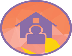 Minimal geometric circle icon featuring a home and person silhouette, perfect for housing services, real estate, family care, community, safety, and modern lifestyle concepts