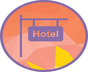 Elegant hotel signage icon, ideal for hospitality branding, travel guides, wayfinding systems, accommodation maps, and tourism materials needing clear and stylish visual communication.