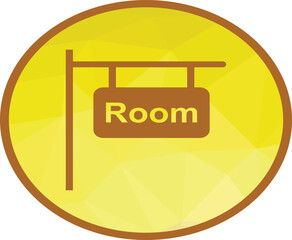 Minimalist room sign icon, perfect for hotel wayfinding, office navigation, door labels, interior signage, and architectural design projects needing clean, modern direction symbols