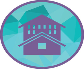 Minimalist geometric house icon with teal background, perfect for real estate branding, property listings, home decor designs, architectural logos, and modern housing promotional materials