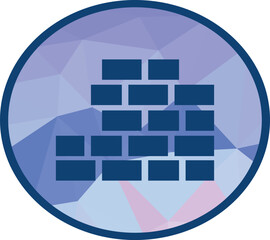Brick wall icon within a geometric circle. Ideal for construction branding, masonry services, architectural projects, home renovation, and building material advertisement