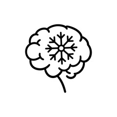 Snowflake in Brain Representing Mental Clarity and Unique Thoughts