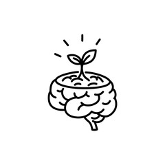 Seed in Brain Representing Growth Potential and New Ideas