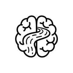 River flowing through brain symbolizing relaxation and mental flow