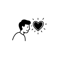 Person Looking Into Heart Symbolizing Self-Check and Emotional Awareness