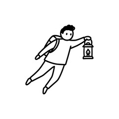 Person Floating with Lantern Representing Seeking Direction and Guidance