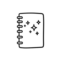 Notebook with sparkles representing journey of self discovery