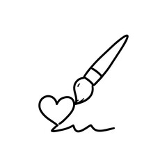 Paintbrush Drawing Heart Symbolizing Artistic Expression of Love