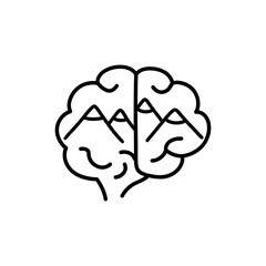 Mountain Range Inside Brain Representing Complex Mental Challenges