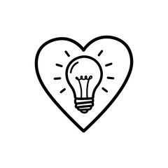 Lightbulb inside heart representing creative wellness and inspired emotions