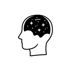 Night Sky Inside Head Representing Inner Universe and Imagination