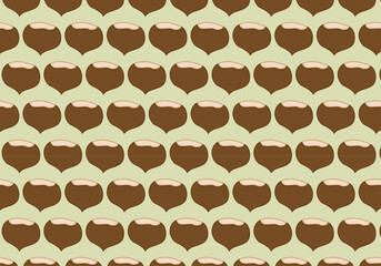 Patrón otoñal de castañas en fondo verde claro