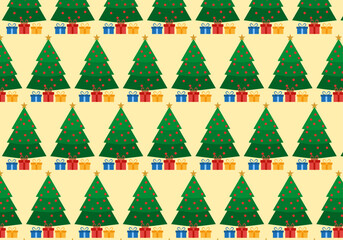 Patrón navideño de árbol de navidad en fondo amarillo