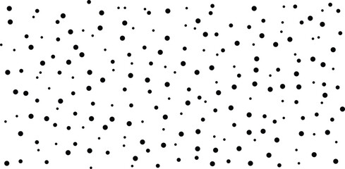 Seamless polka dot pattern. Random black dots background. Transparent PNG and vector illustration
