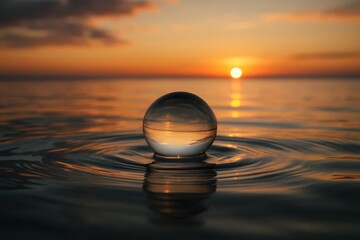 A Glass Ball Reflects the Sunset Sky