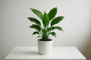 Obraz premium A solitary green plant thrives in a minimalist setting, embodying serenity and natural beauty