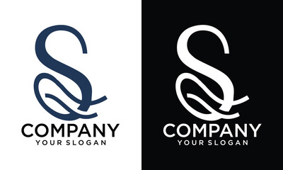 Creative Modern Monogram Letter S Logo. Black and White Logo. Usable for Business Logos. Flat Vector Logo Design Template Element