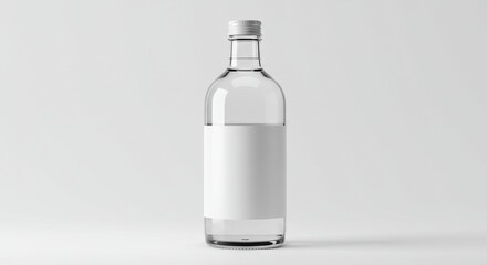 Clear Glass Bottle with Blank Label Mockup
