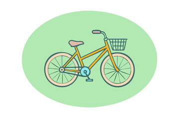 Green bicycle icon with basket illustration
