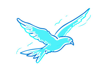 Obraz premium Blue flying bird illustration