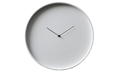 Minimalist White Round Wall Clock with Thin Black Hands.