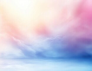 Obraz premium Soft pastel-colored sky blending warm peach and pink hues with cool blue tones creating a serene and calm atmosphere