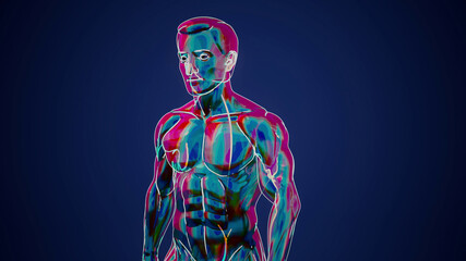 Conceptual 3D illustration of a man's anatomy