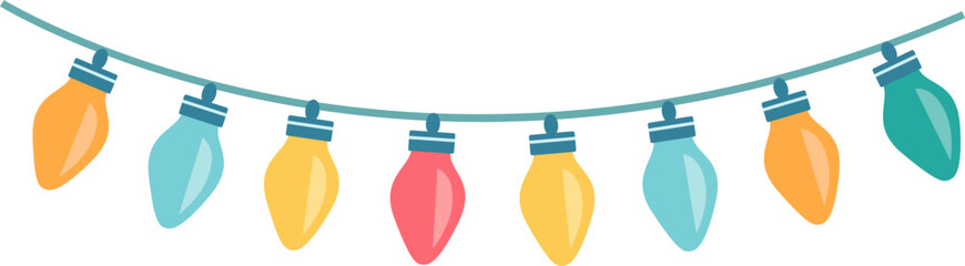 A string of multicolored Christmas lights.