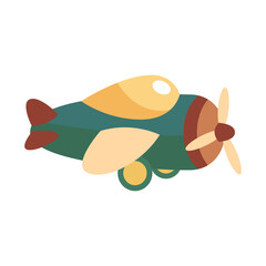 Charming vintage toy airplane with propeller flat vector design