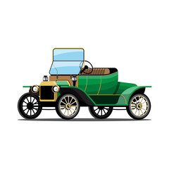 Vintage Green Runabout Automobile, A Classic Car Illustration
