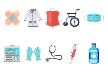 Medical Care Theme Icon, Flat Design Vector Illustration on White Background. Vector illustration symbolizing healthcare services, patient treatment, and hospital assistance. vector illustration.