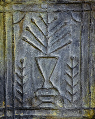 Ceramic tile with traditional pattern, ancient European tribal art