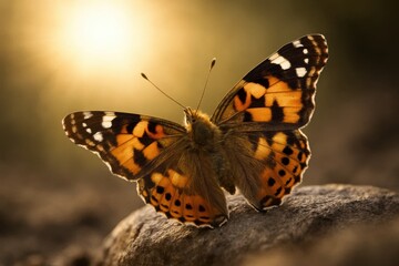 A Butterfly's Gentle Rest on a Rocky Canvas of Nature