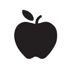 A vector illustration of a fresh, red apple with a green leaf, isolated on a black background, representing a healthy, natural, and delicious fruit